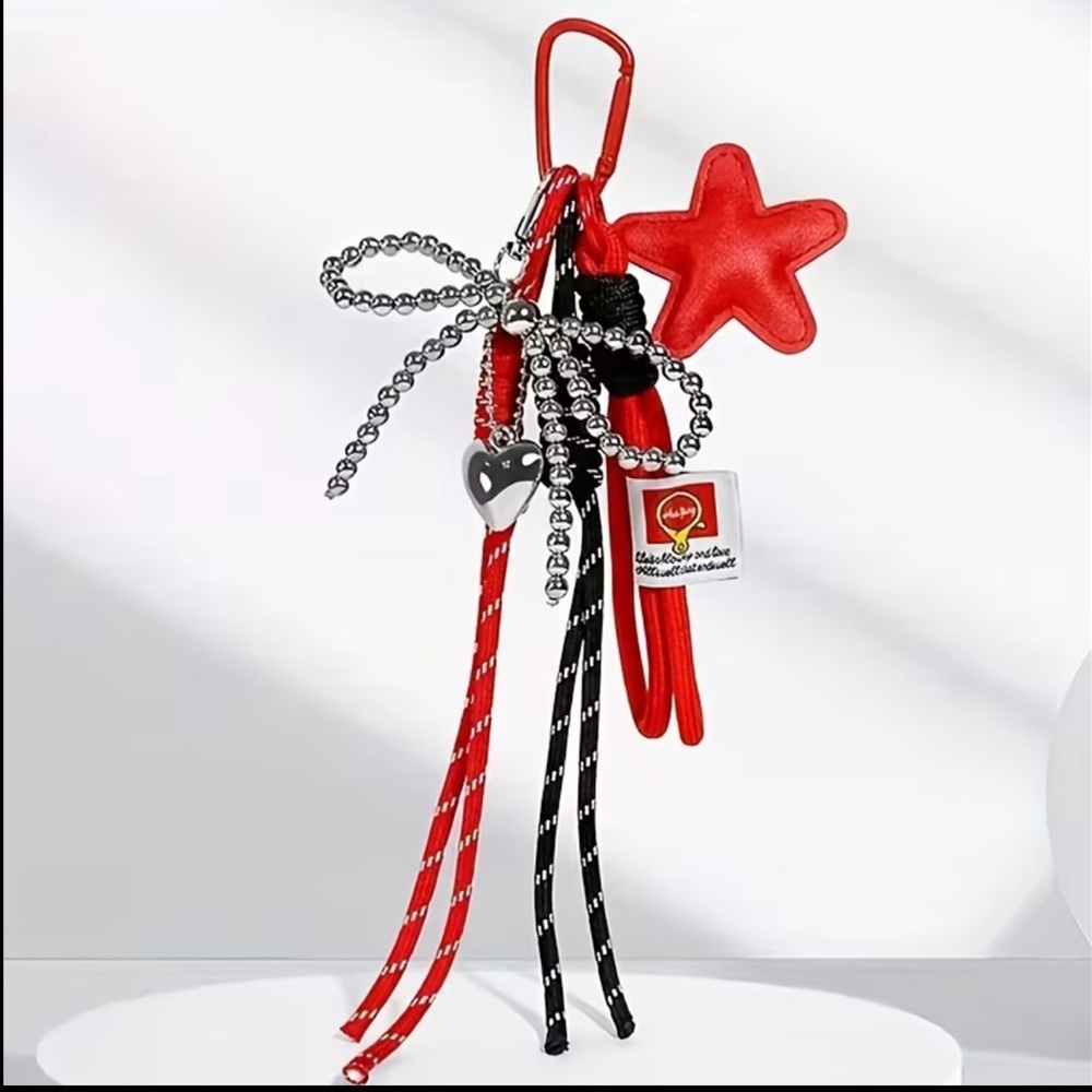 Star Charm Keychain with Tassels - Picture 2 of 4